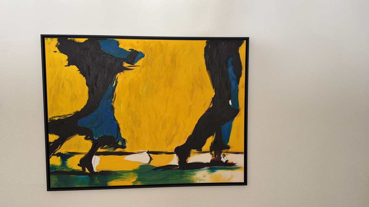 Lazy Artist Series #1: Dancing — framed acrylic over AI print